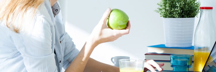 A photo of a person strudying nutrition.